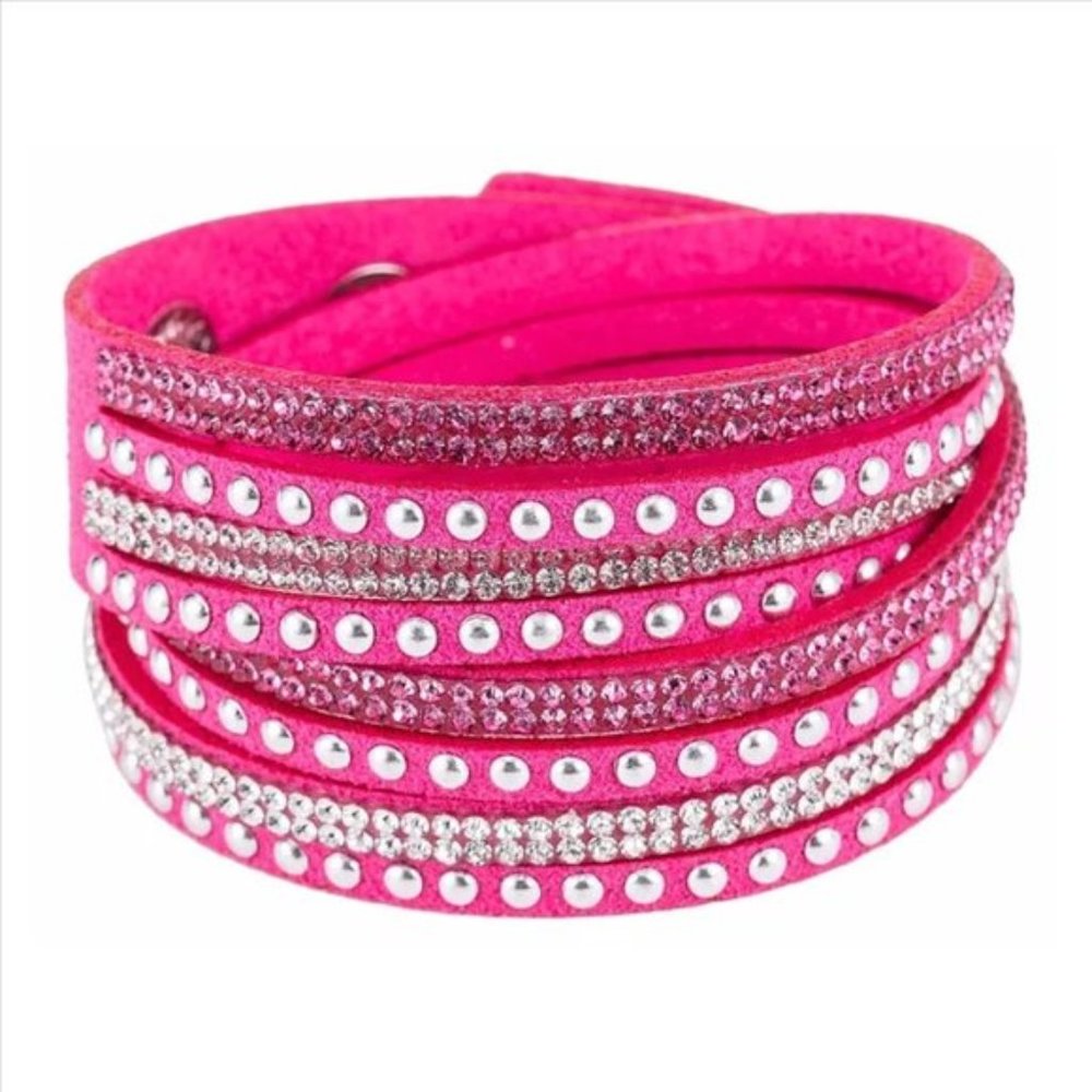 Rhinestone Wrap and Snap Bracelets
